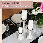 Large Candle Holders for Pillar Candles - Rustic Farmhouse Style Home Decor - Perfect for Table Centerpieces, Coffee Table or Fireplace Mantel - 3 Piece Set - White - Grand Goldman