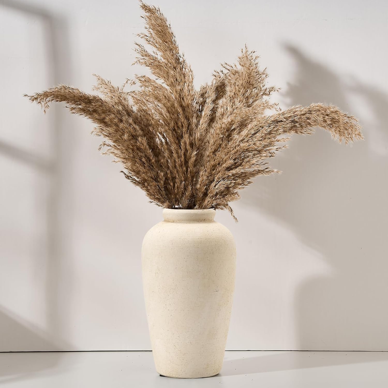 Large Ceramic Rustic Vase, 11 inch Minimalist Decorative Vase, Farmhouse Tall Vase for Home Decor, Living Room, Shelf Decor, Enterway, Table Decoration, Bronze - Grand Goldman