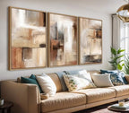 Large Framed Wall Art - Natural Float Framed Brown Abstract Canvas Picturtes for Living Room Decor Sepia Abstract Painting Artwork Prints for Bedroom Kitchen Home Office Decor 72" X 36" Set of 3 - Grand Goldman