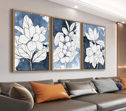 Large Framed Wall Art - Natural Float Framed Brown Abstract Canvas Picturtes for Living Room Decor Sepia Abstract Painting Artwork Prints for Bedroom Kitchen Home Office Decor 72" X 36" Set of 3 - Grand Goldman