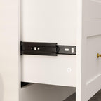 Large Wardrobe Armoire Closet with 4 Doors, White Wardrobe with Hanging Rods and Drawers, Shelf, Bedroom Armoire, Modern Clothes Wardrobe with Gold Handles, 19.7”D x 63”W x 70.9”H - Grand Goldman