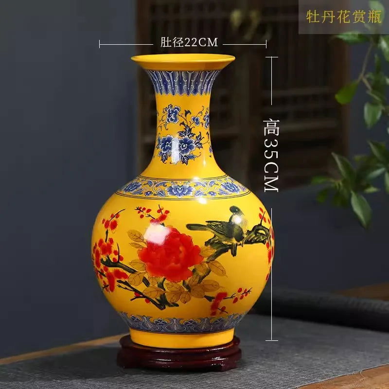 Large size Jingdezhen ceramic decoration antique blue and white porcelain vase flower arrangement Dracaena sanderiana home livin - Grand Goldman