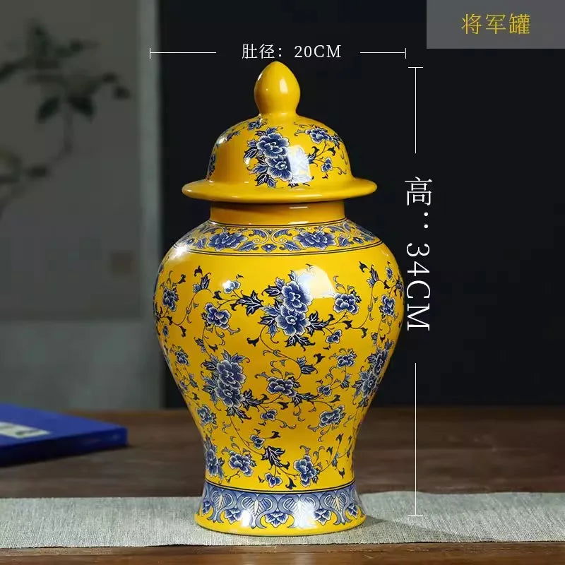 Large size Jingdezhen ceramic decoration antique blue and white porcelain vase flower arrangement Dracaena sanderiana home livin - Grand Goldman