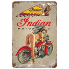 Last Stop Garage Pin Up Girls Metal Tin Signs Cool Women On Motorcycle Gas Fill'Er Up Station for Cafes Bars Pubs Shop Garage - Grand Goldman