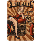 Last Stop Garage Pin Up Girls Metal Tin Signs Cool Women On Motorcycle Gas Fill'Er Up Station for Cafes Bars Pubs Shop Garage - Grand Goldman