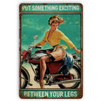 Last Stop Garage Pin Up Girls Metal Tin Signs Cool Women On Motorcycle Gas Fill'Er Up Station for Cafes Bars Pubs Shop Garage - Grand Goldman