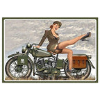 Last Stop Garage Pin Up Girls Metal Tin Signs Cool Women On Motorcycle Gas Fill'Er Up Station for Cafes Bars Pubs Shop Garage - Grand Goldman