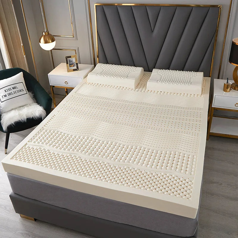 Premium 100% Natural Thailand Latex Mattress Topper – Customizable, Foldable, Breathable, and Neck/Back Pain-Relieving