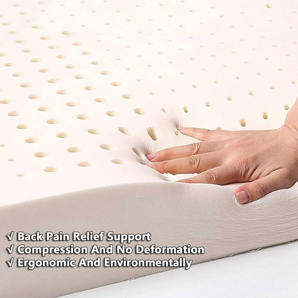 Premium 100% Natural Thailand Latex Mattress Topper – Customizable, Foldable, Breathable, and Neck/Back Pain-Relieving