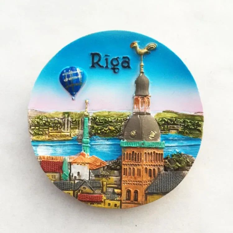 Latvia Riga Fridge Magnets Tourist Souvenir Magnets for Refrigerators 3d Resin Landmark Magnetic Stickers for Home Decoration - Grand Goldman
