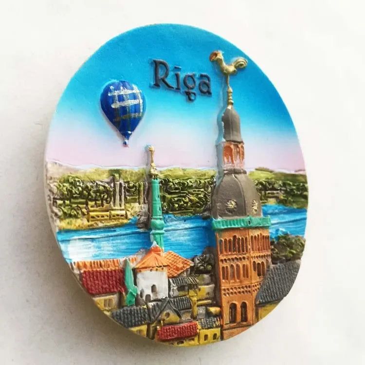 Latvia Riga Fridge Magnets Tourist Souvenir Magnets for Refrigerators 3d Resin Landmark Magnetic Stickers for Home Decoration - Grand Goldman