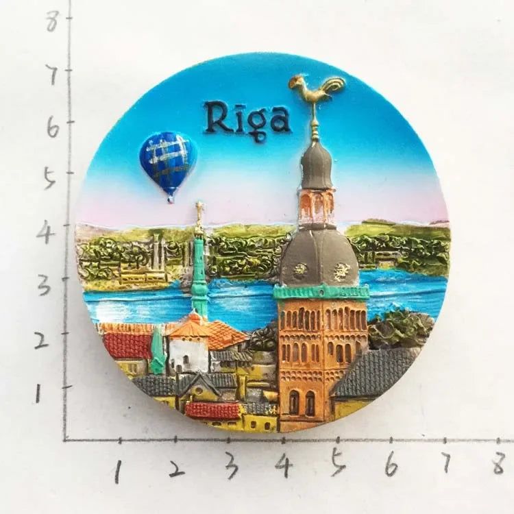Latvia Riga Fridge Magnets Tourist Souvenir Magnets for Refrigerators 3d Resin Landmark Magnetic Stickers for Home Decoration - Grand Goldman