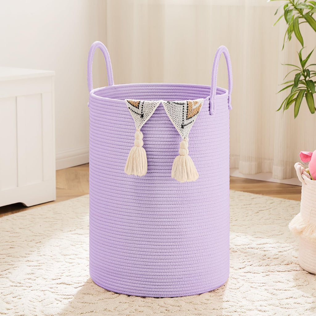 Laundry Basket,Woven Cotton Rope Laundry Hamper,60L for Decor Storage of Dirty Clothes,Toys and Blankets in Bathroom,Baby Room and Living Room - Grand Goldman
