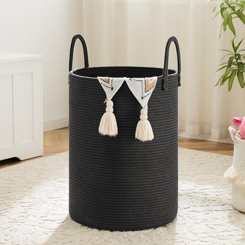 Laundry Basket,Woven Cotton Rope Laundry Hamper,60L for Decor Storage of Dirty Clothes,Toys and Blankets in Bathroom,Baby Room and Living Room - Grand Goldman