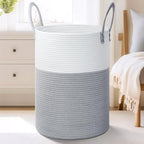 Laundry Basket,Woven Cotton Rope Laundry Hamper,60L for Decor Storage of Dirty Clothes,Toys and Blankets in Bathroom,Baby Room and Living Room - Grand Goldman