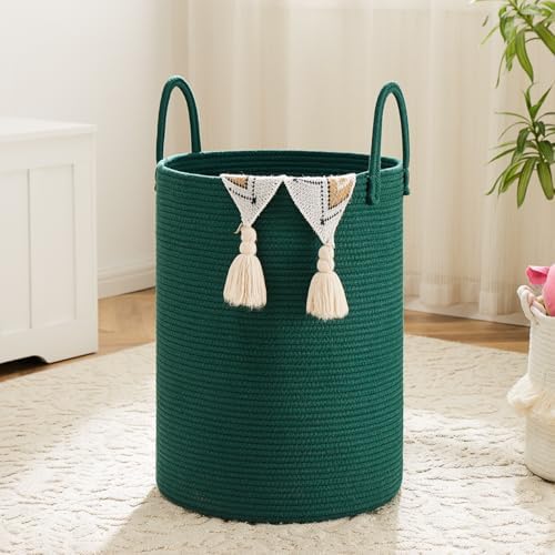 Laundry Basket,Woven Cotton Rope Laundry Hamper,60L for Decor Storage of Dirty Clothes,Toys and Blankets in Bathroom,Baby Room and Living Room - Grand Goldman