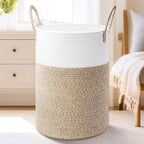 Laundry Basket,Woven Cotton Rope Laundry Hamper,60L for Decor Storage of Dirty Clothes,Toys and Blankets in Bathroom,Baby Room and Living Room - Grand Goldman