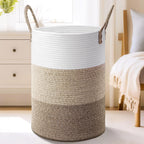 Laundry Basket,Woven Cotton Rope Laundry Hamper,60L for Decor Storage of Dirty Clothes,Toys and Blankets in Bathroom,Baby Room and Living Room - Grand Goldman