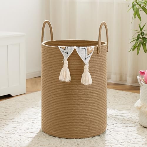 Laundry Basket,Woven Cotton Rope Laundry Hamper,60L for Decor Storage of Dirty Clothes,Toys and Blankets in Bathroom,Baby Room and Living Room - Grand Goldman