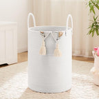 Laundry Basket,Woven Cotton Rope Laundry Hamper,60L for Decor Storage of Dirty Clothes,Toys and Blankets in Bathroom,Baby Room and Living Room - Grand Goldman