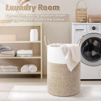 Laundry Basket,Woven Cotton Rope Laundry Hamper,60L for Decor Storage of Dirty Clothes,Toys and Blankets in Bathroom,Baby Room and Living Room - Grand Goldman
