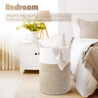 Laundry Basket,Woven Cotton Rope Laundry Hamper,60L for Decor Storage of Dirty Clothes,Toys and Blankets in Bathroom,Baby Room and Living Room - Grand Goldman