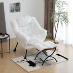 Lazy Chair with Ottoman, Modern Chair with Folding Footrest, Lounge Accent Chair, Comfortable Reading Chair, Oversized Armchairs for Bedroom, Study, Living Room, Courtyard (Dark Grey) - Grand Goldman