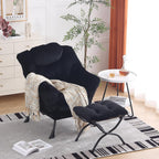 Lazy Chair with Ottoman, Modern Chair with Folding Footrest, Lounge Accent Chair, Comfortable Reading Chair, Oversized Armchairs for Bedroom, Study, Living Room, Courtyard (Dark Grey) - Grand Goldman