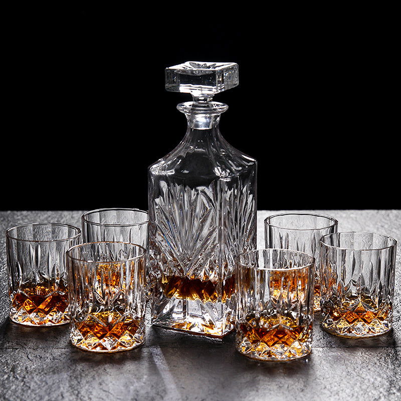 Lead-Free Crystal Glass Whiskey Glass Set 6pcs Creative Red Wine Glass Decanter Bottle - Grand Goldman