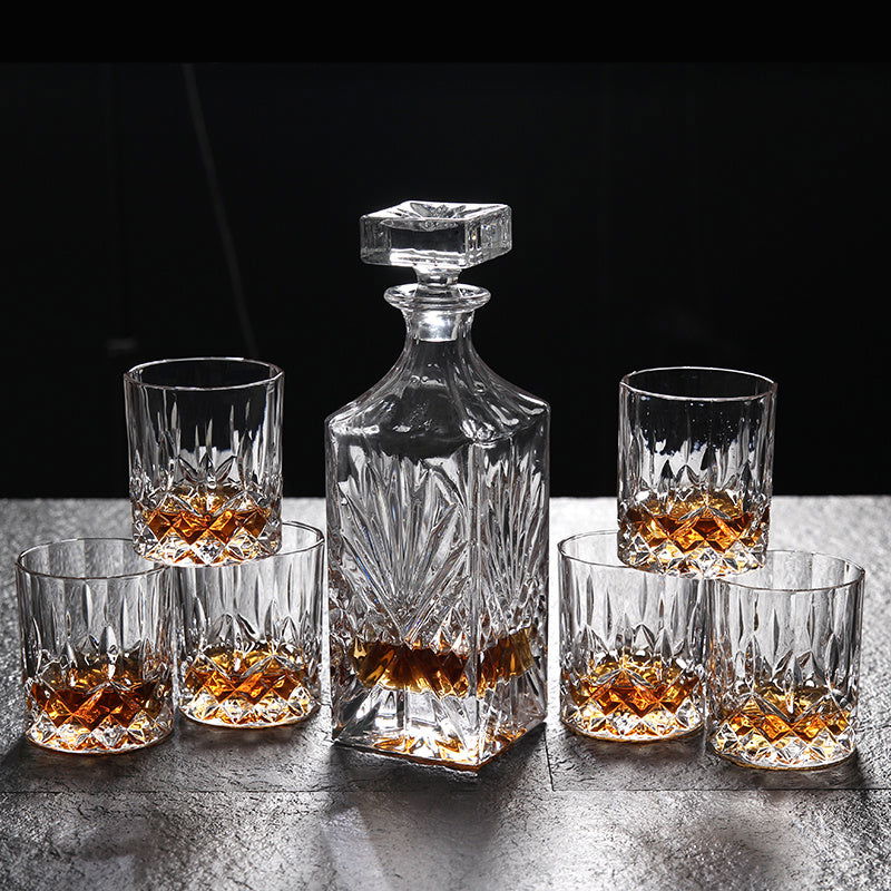 Lead-Free Crystal Glass Whiskey Glass Set 6pcs Creative Red Wine Glass Decanter Bottle - Grand Goldman