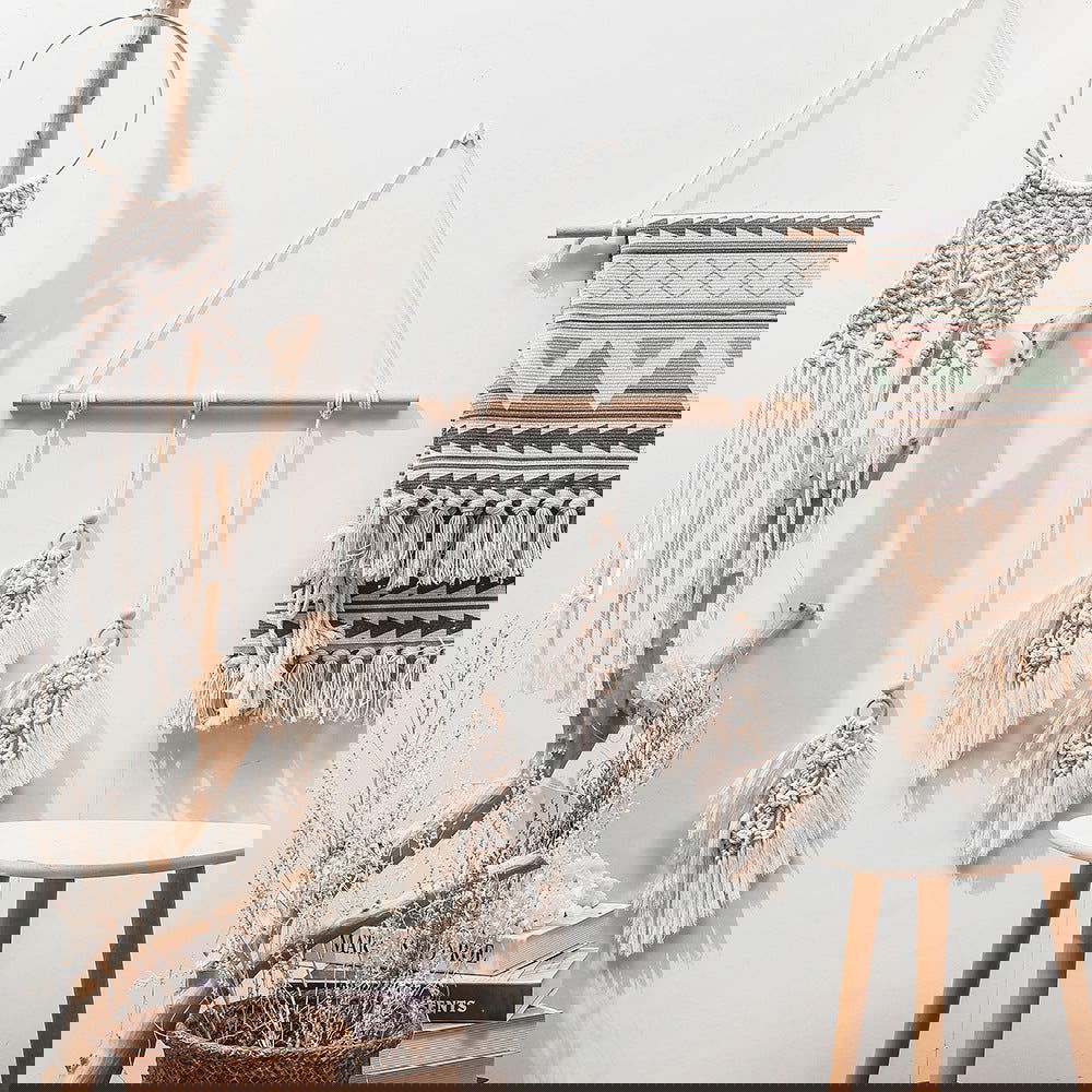 Leaf woven cotton thread wall tapestry - Grand Goldman