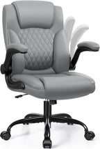 Leather Office Chair, PU Home Computer Desk Chairs with Ergonomic Back Support, 360°Swivel Free，Small Gmaing Chair with Wheels and Adjustable Armrests, for Short People Use, Black - Grand Goldman