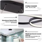 Led Pendant Light, Modern Chandelier,Dimmable Black Led Chandelier for Dining Room Light Fixture Over Table Modern Kitchen Island Lighting with Remote,Height Adjustable Ceiling Lamps - Grand Goldman