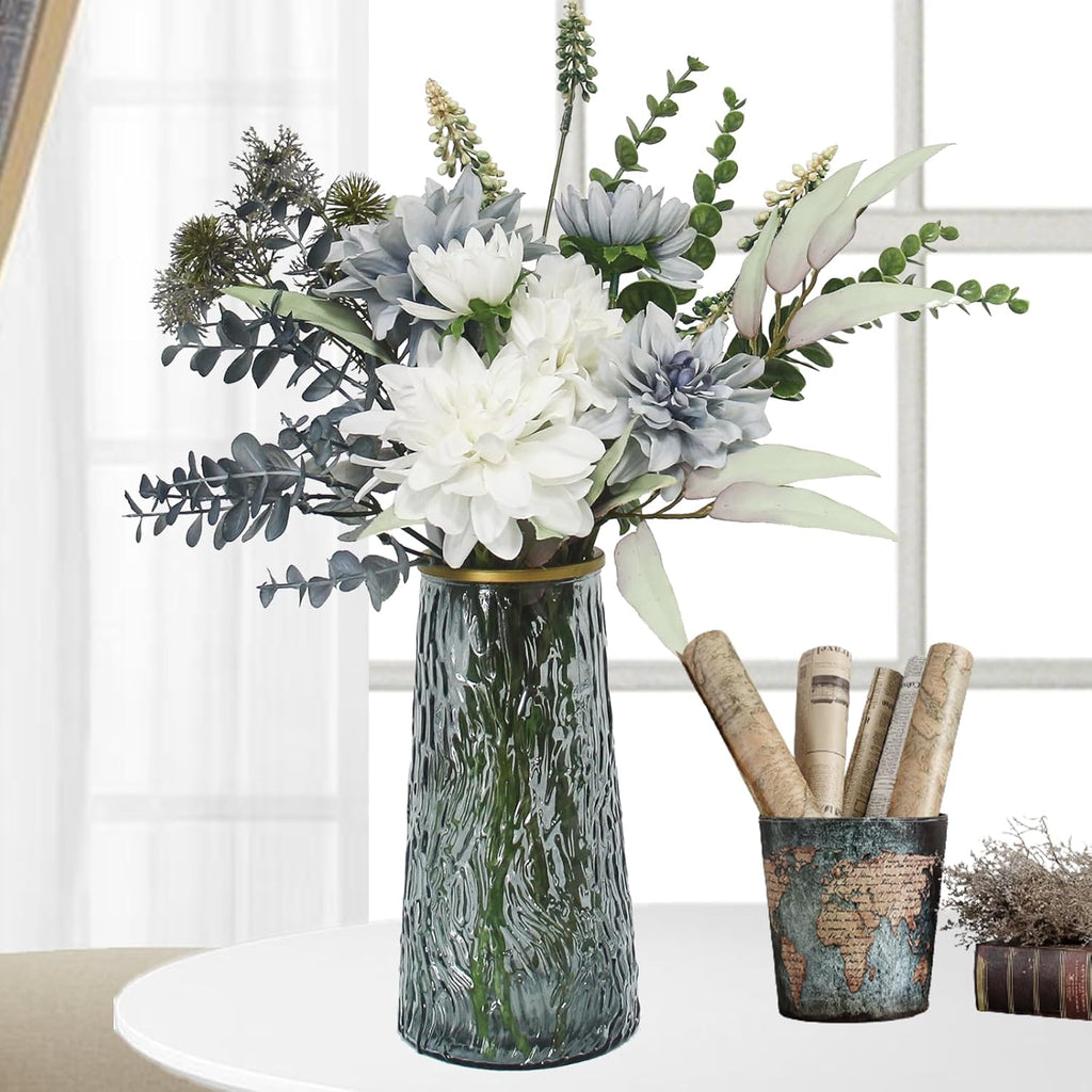 Leftover Faux Flowers in Vase,Artificial Flowers in Vase,Table Centerpieces for Dining Room,Flower Centerpieces for Tables,Fake Flowers with Vase,Kitchen Table Decor,Coffee Table Decor - Grand Goldman