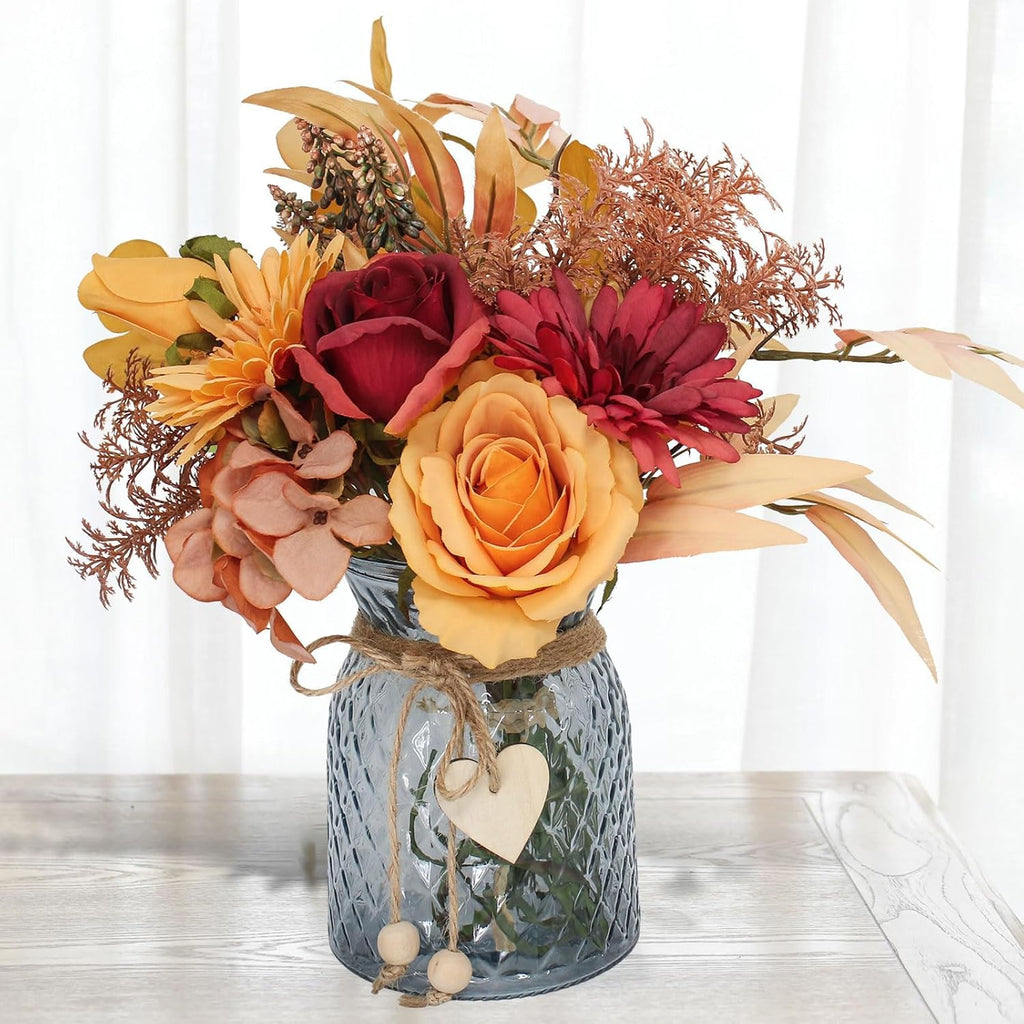 Leftover Faux Flowers in Vase,Artificial Flowers in Vase,Table Centerpieces for Dining Room,Flower Centerpieces for Tables,Fake Flowers with Vase,Kitchen Table Decor,Coffee Table Decor - Grand Goldman