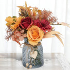 Leftover Faux Flowers in Vase,Artificial Flowers in Vase,Table Centerpieces for Dining Room,Flower Centerpieces for Tables,Fake Flowers with Vase,Kitchen Table Decor,Coffee Table Decor - Grand Goldman