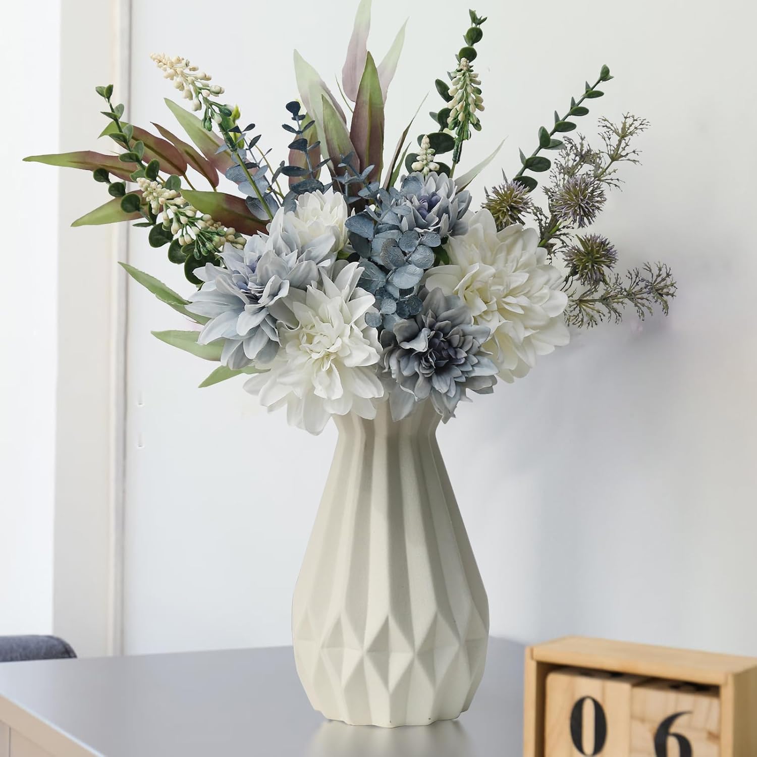 Leftover Faux Flowers in Vase,Artificial Flowers in Vase,Table Centerpieces for Dining Room,Flower Centerpieces for Tables,Fake Flowers with Vase,Kitchen Table Decor,Coffee Table Decor - Grand Goldman