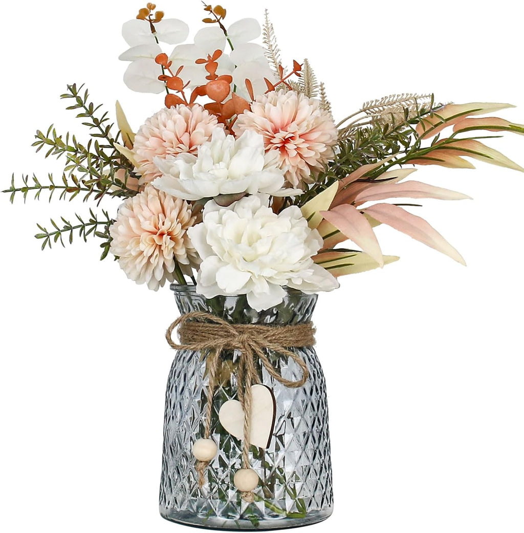 Leftover Faux Flowers in Vase,Artificial Flowers in Vase,Table Centerpieces for Dining Room,Flower Centerpieces for Tables,Fake Flowers with Vase,Kitchen Table Decor,Coffee Table Decor - Grand Goldman