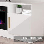 Lemberi Fireplace tv Stand with 36 inch Fireplace Up to 80" TVs,LED Light Entertainment Center and Storage, 70" Modern Wood Media TV Console with Highlight Cabinet for Living Room (White) - Grand Goldman
