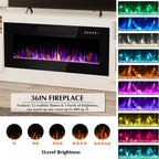 Lemberi Fireplace tv Stand with 36 inch Fireplace Up to 80" TVs,LED Light Entertainment Center and Storage, 70" Modern Wood Media TV Console with Highlight Cabinet for Living Room (White) - Grand Goldman