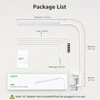 Lepro Small Desk Lamp with Clamp, LED Reading Lamp with 3 Color Modes 10 Brightness, Dimmable USB Clip on desk light with Gooseneck Swing Arm for Bed Headboard, Workbench, Home Office and Nail (White) - Grand Goldman