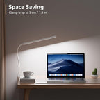 Lepro Small Desk Lamp with Clamp, LED Reading Lamp with 3 Color Modes 10 Brightness, Dimmable USB Clip on desk light with Gooseneck Swing Arm for Bed Headboard, Workbench, Home Office and Nail (White) - Grand Goldman