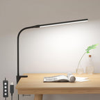 Lepro Small Desk Lamp with Clamp, LED Reading Lamp with 3 Color Modes 10 Brightness, Dimmable USB Clip on desk light with Gooseneck Swing Arm for Bed Headboard, Workbench, Home Office and Nail (White) - Grand Goldman