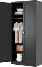 Letaya Metal Wardrobe Cabinets with Lock,Clothing Locker 72" X 36" X 18" Storage Cabinets for Home Room,Fire Department, School, Employee,Gym,Government (Black) - Grand Goldman