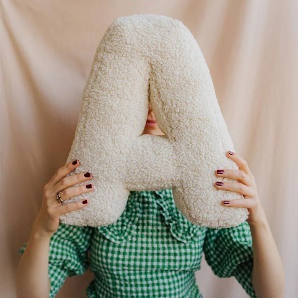 Letter Pillow English Letters Pillow Soft Initial Throw Cushion Decorative Alphabet Letter Pillows Cozy 26 English Letters Throw Pillow for Living Room Sofa Couch Bed Car Decoration, 40*35*10 - Grand Goldman