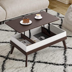 Lift Top Coffee Table, Easy-to-Assembly Center Table with Hidden Storage Compartment, Modern Dining Table for Living Room Reception/Home Office, Walnut - Grand Goldman