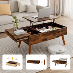 Lift Top Coffee Table, Easy-to-Assembly Center Table with Hidden Storage Compartment, Modern Dining Table for Living Room Reception/Home Office, Walnut - Grand Goldman