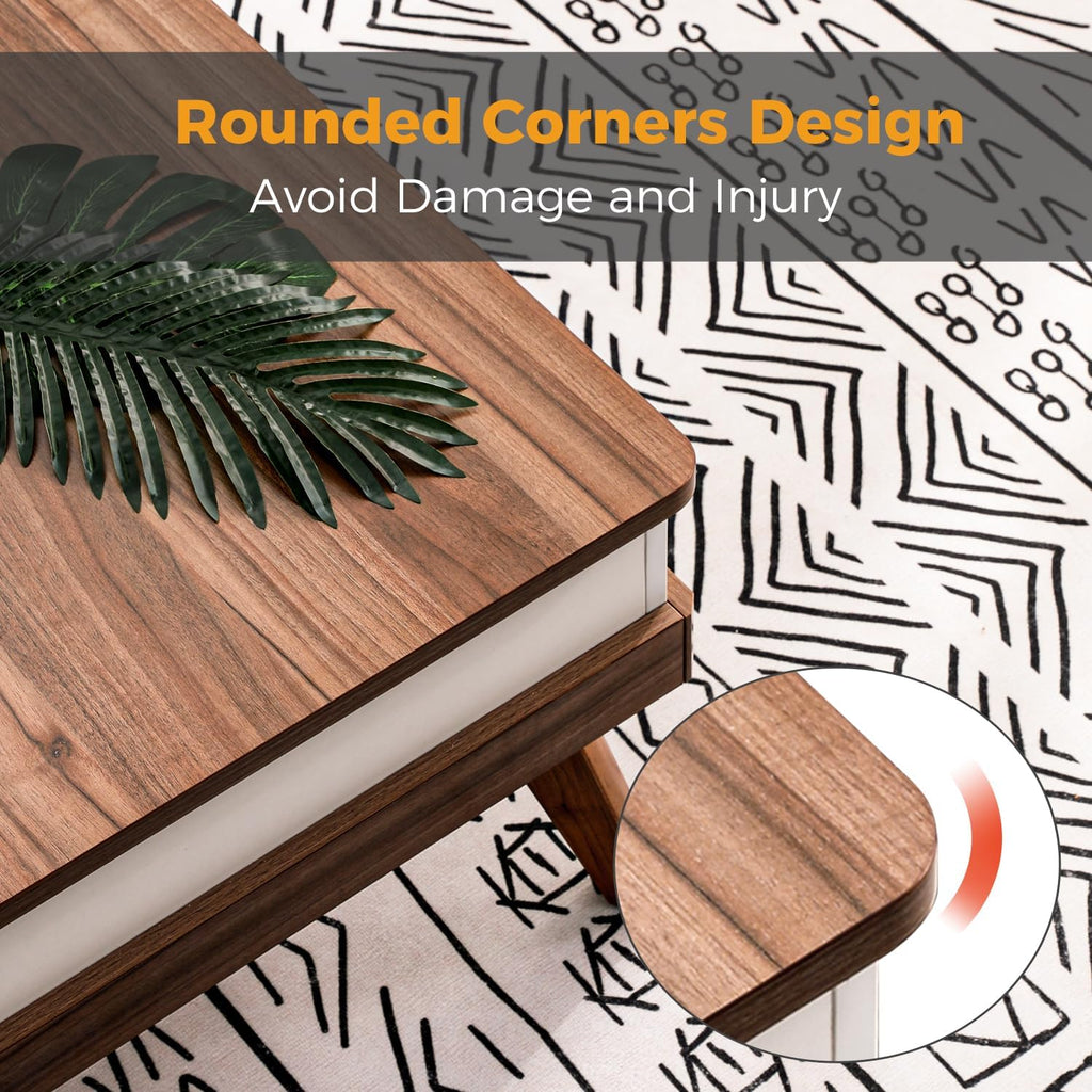 Lift Top Coffee Table, Easy-to-Assembly Center Table with Hidden Storage Compartment, Modern Dining Table for Living Room Reception/Home Office, Walnut - Grand Goldman