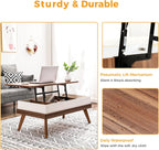 Lift Top Coffee Table, Easy-to-Assembly Center Table with Hidden Storage Compartment, Modern Dining Table for Living Room Reception/Home Office, Walnut - Grand Goldman