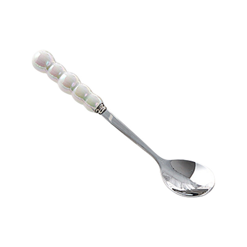 Light Luxury Ceramic Pearl Handle Knife Fork And Spoon Creative Stainless Steel Tableware - Grand Goldman